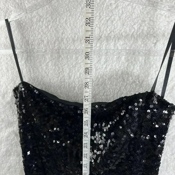 Body Central Womens M Black Mini Bodycon Stretch Sequined Party Dress Coquette - Picture 13 of 16